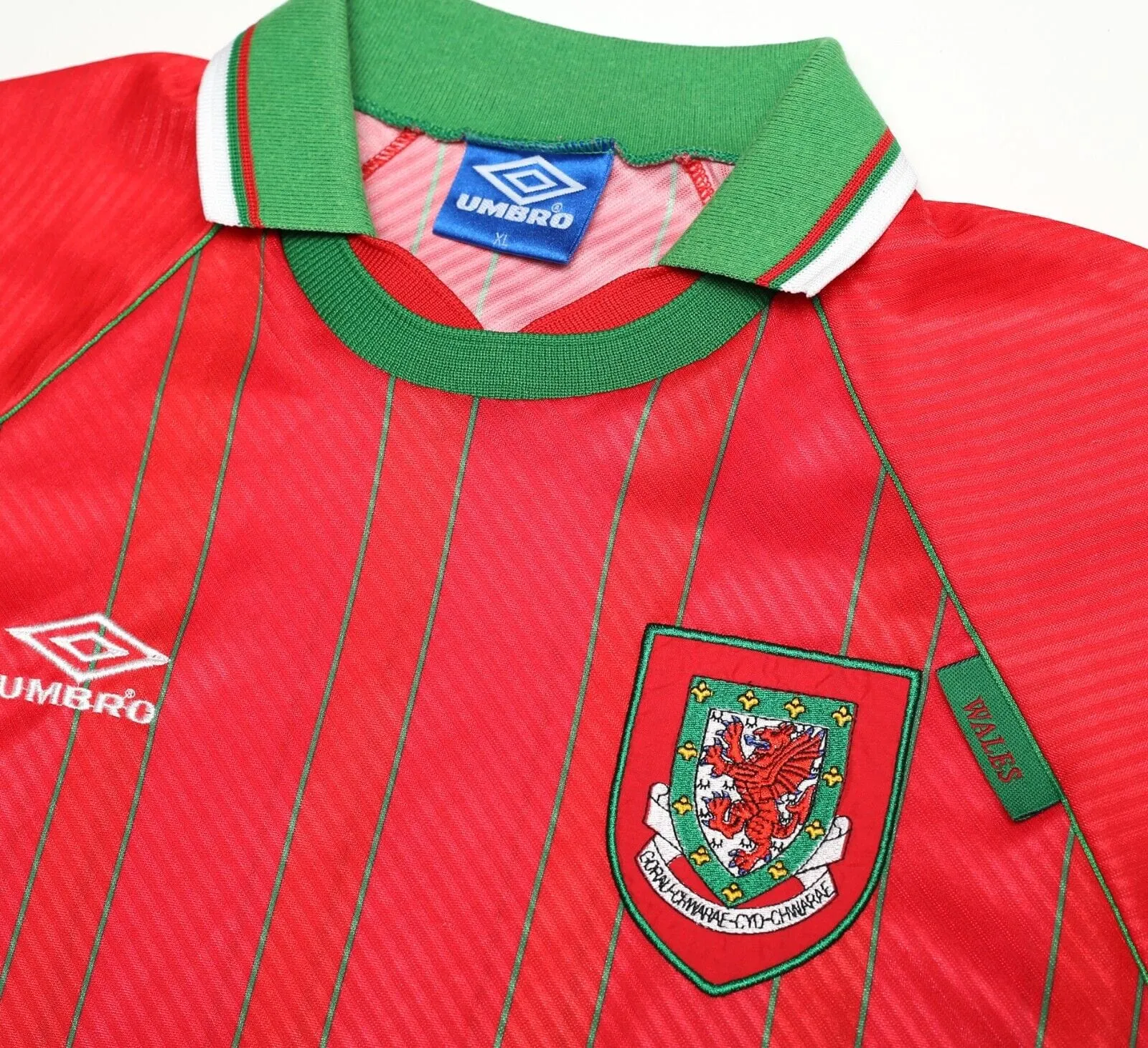 1994/96 RUSH #9 Wales Vintage Umbro Home Football Shirt Jersey (L/XL)