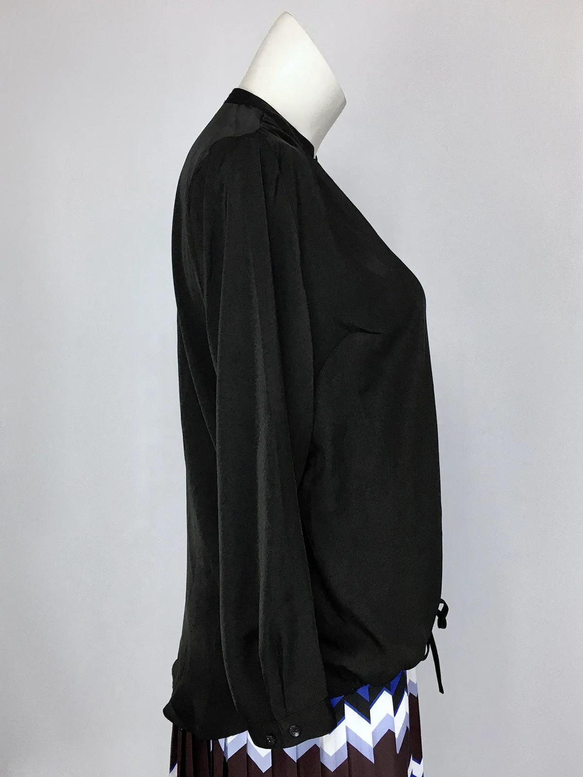 eloquii Size 16 Black Sateen Faux Wrap Shirt NWT