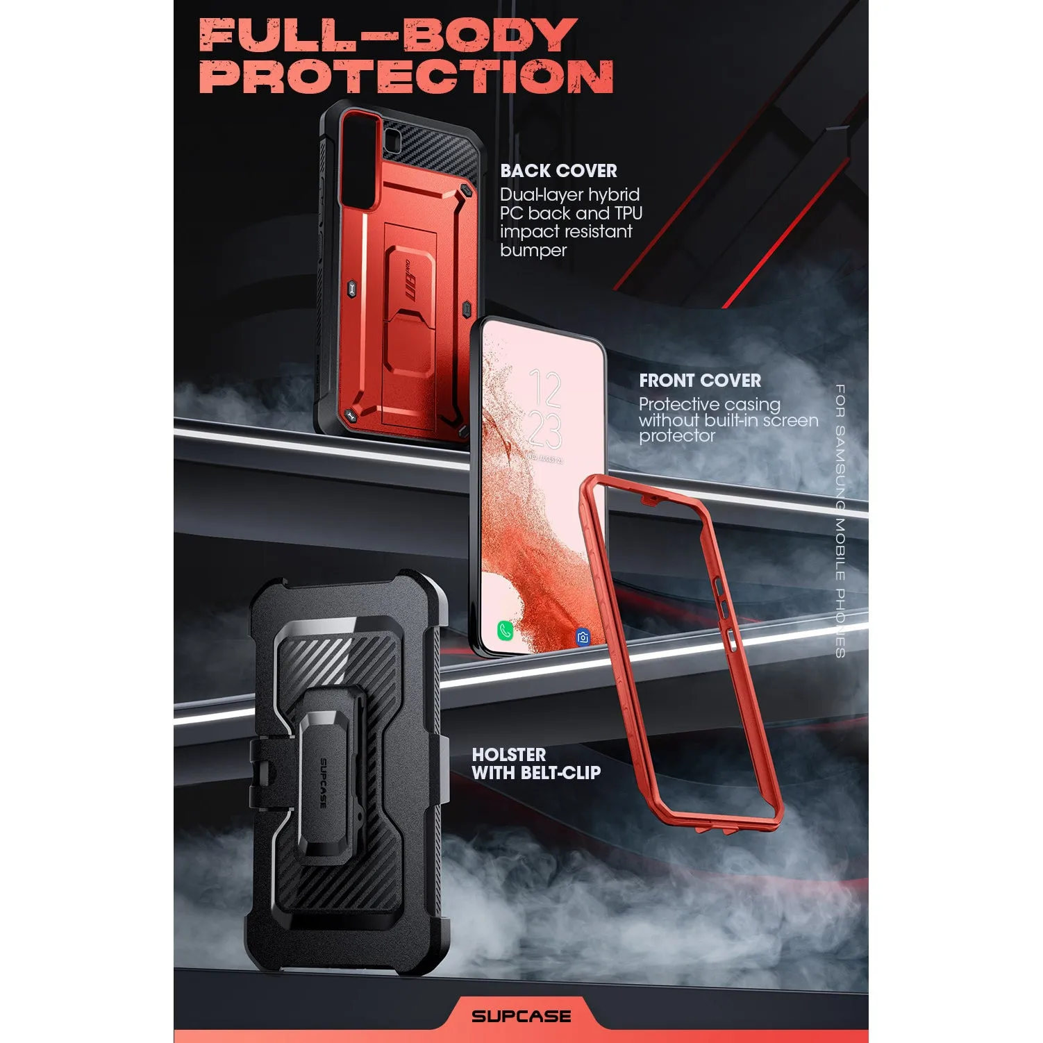 Galaxy S22 Unicorn Beetle PRO Rugged Case-Metallic Red