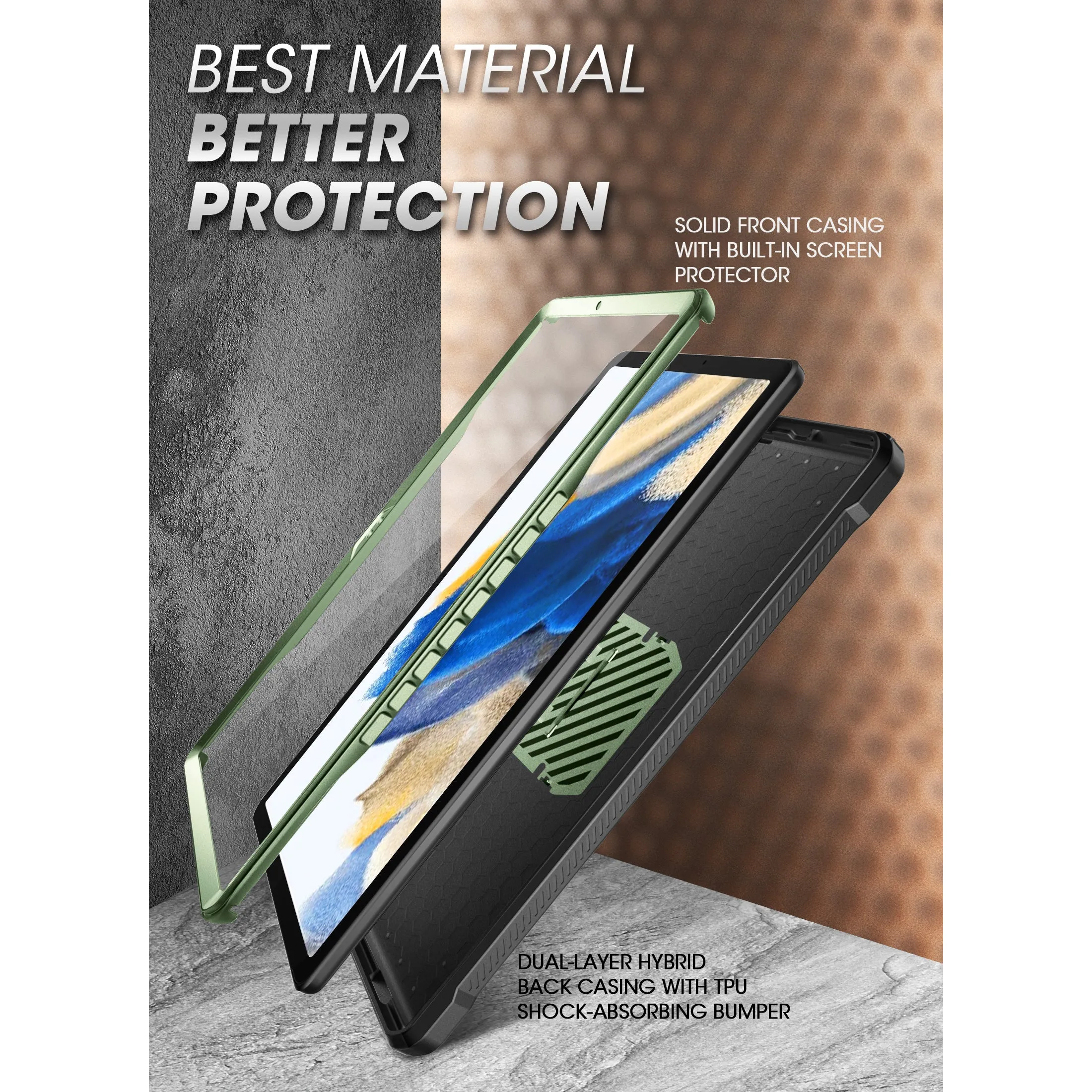 Galaxy Tab A8 10.5 inch (2022) Unicorn Beetle PRO Full-Body Case-Dark Green