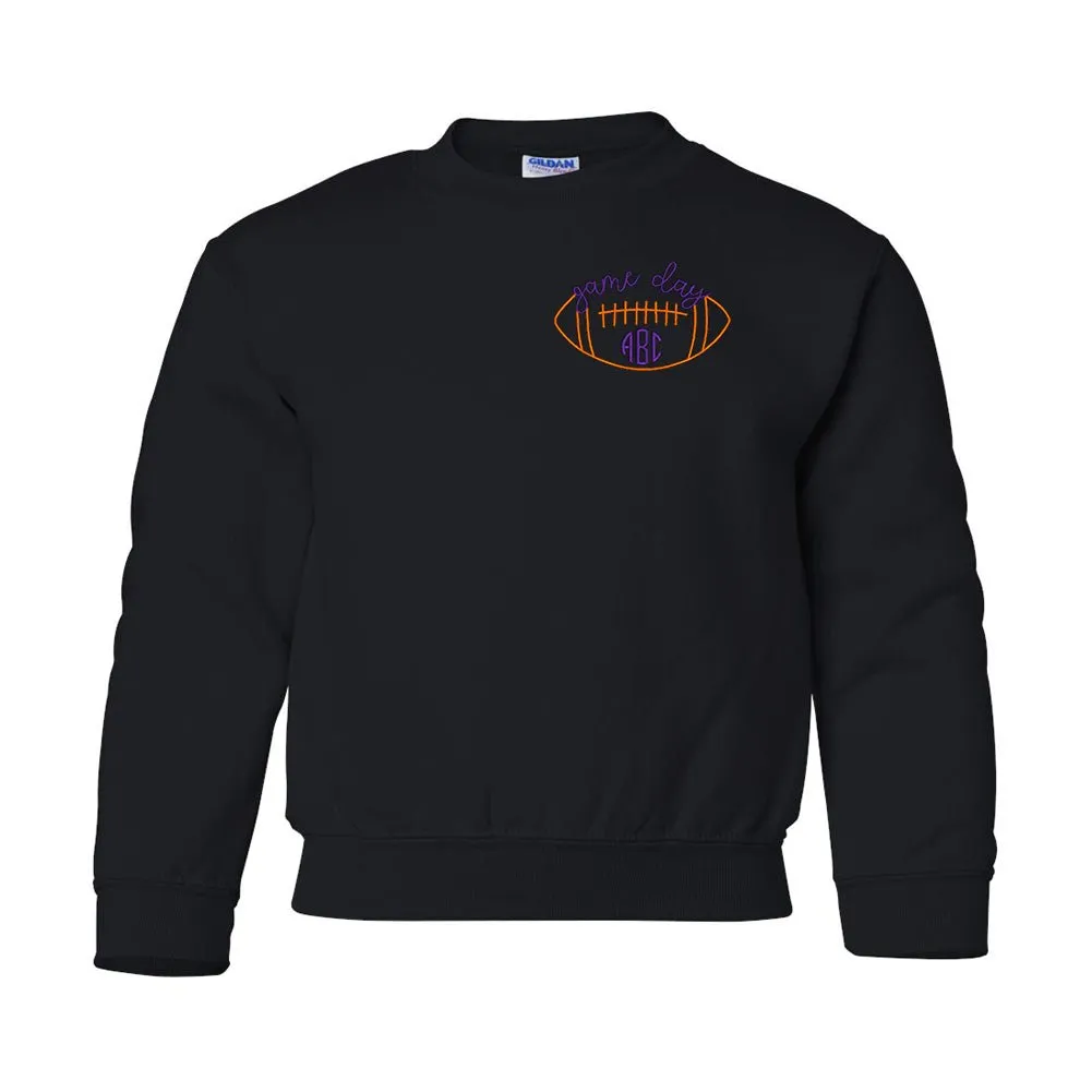 Kids Monogrammed Football Game Day Crewneck Sweatshirt