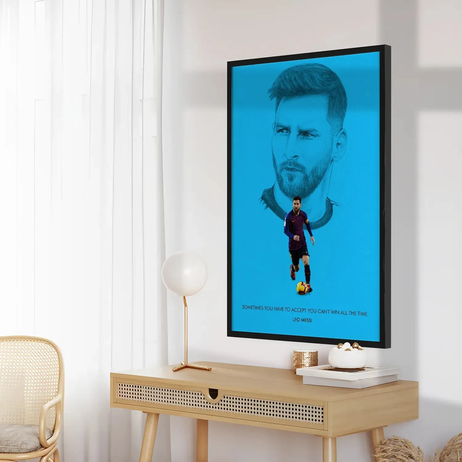 Lionel Messi With Quote Framed Poster