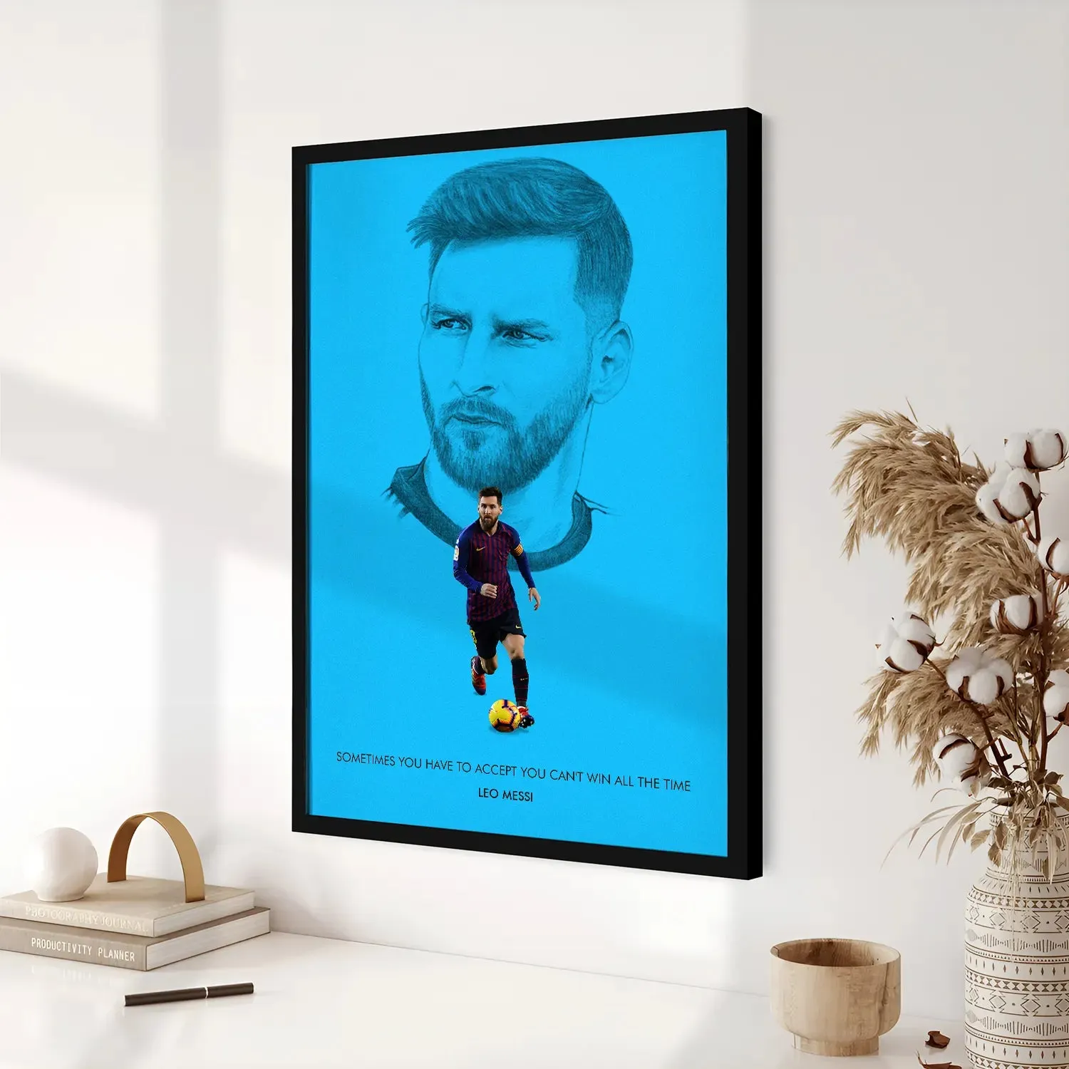 Lionel Messi With Quote Framed Poster