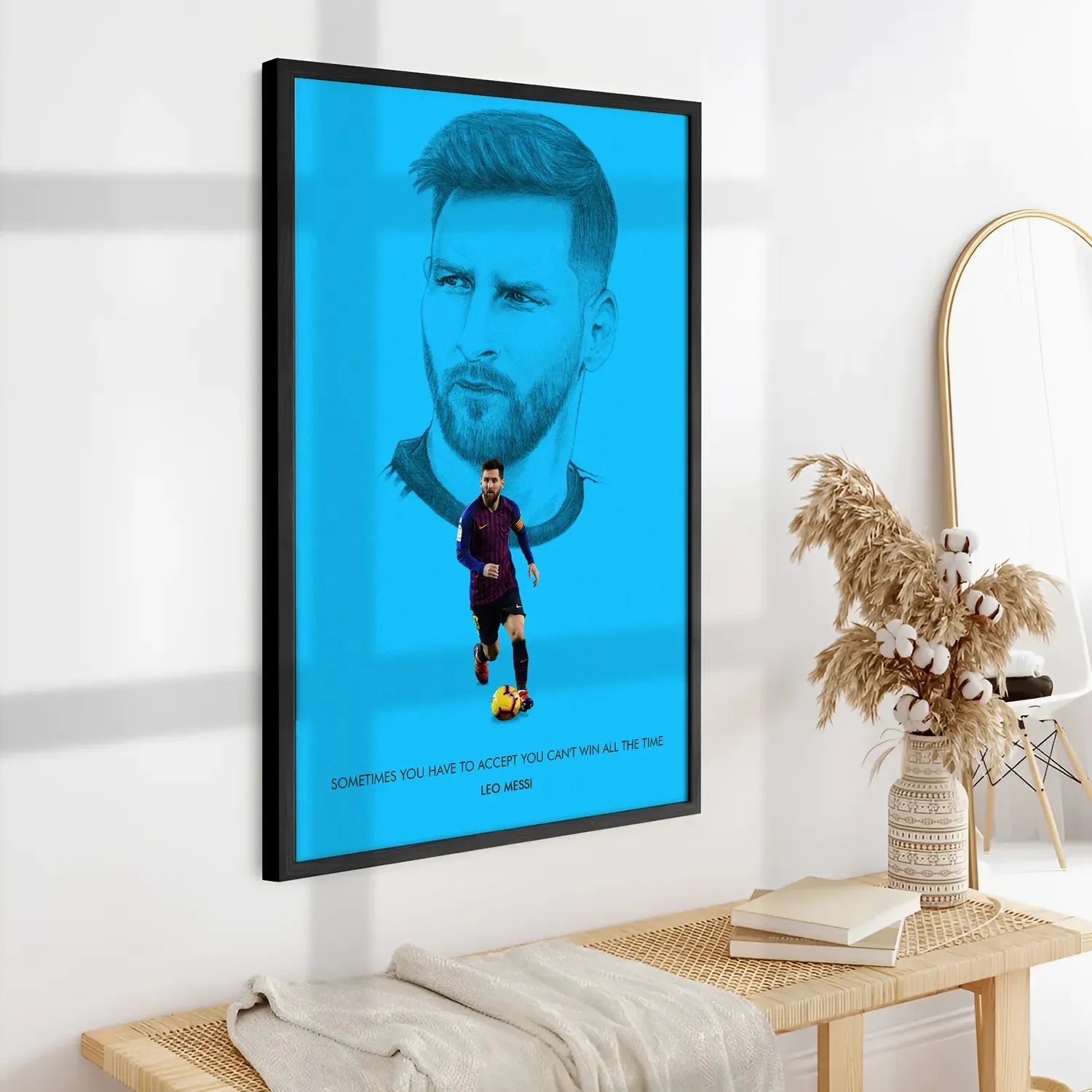 Lionel Messi With Quote Framed Poster
