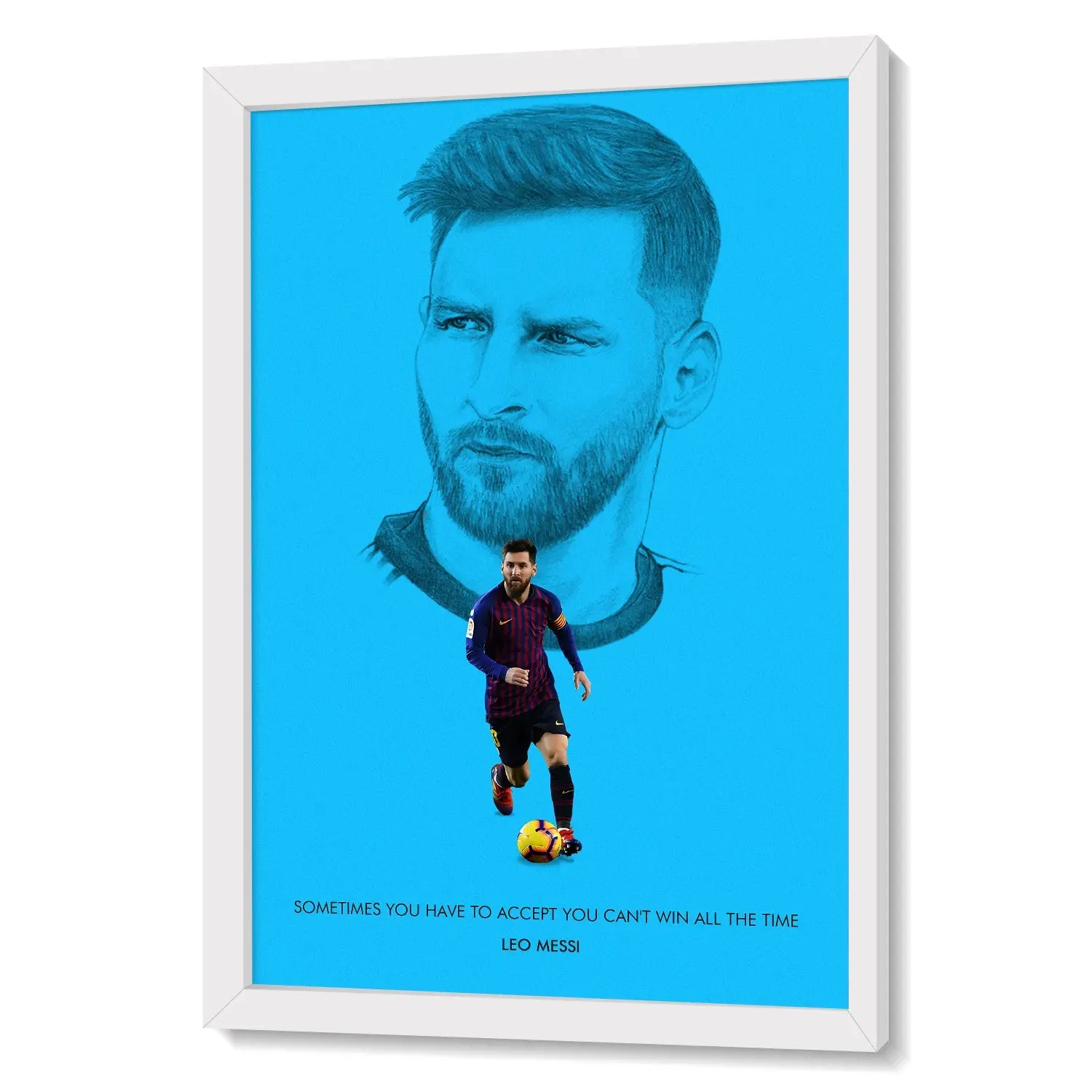 Lionel Messi With Quote Framed Poster