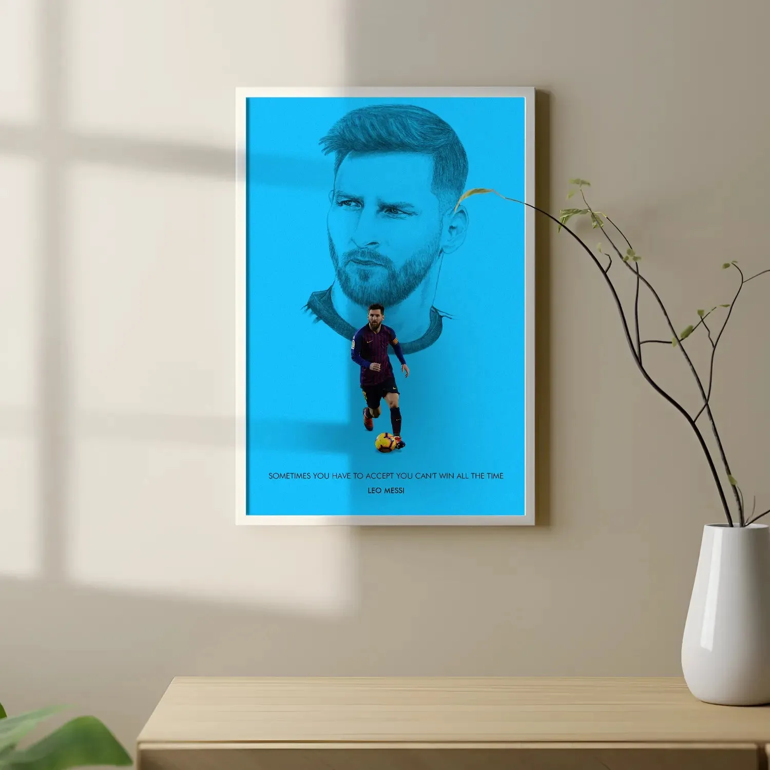 Lionel Messi With Quote Framed Poster
