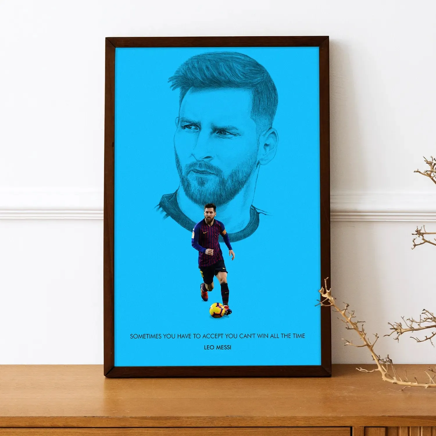 Lionel Messi With Quote Framed Poster