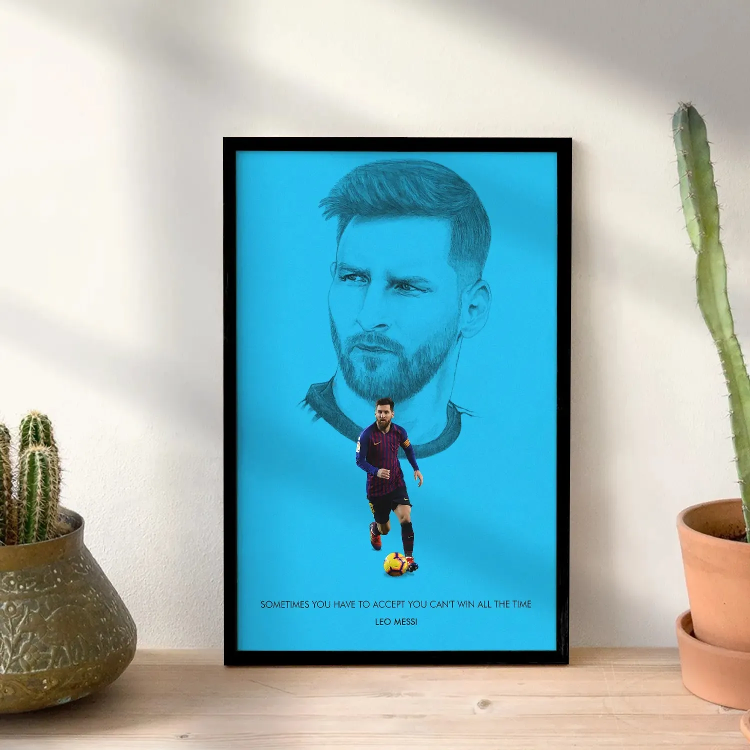 Lionel Messi With Quote Framed Poster