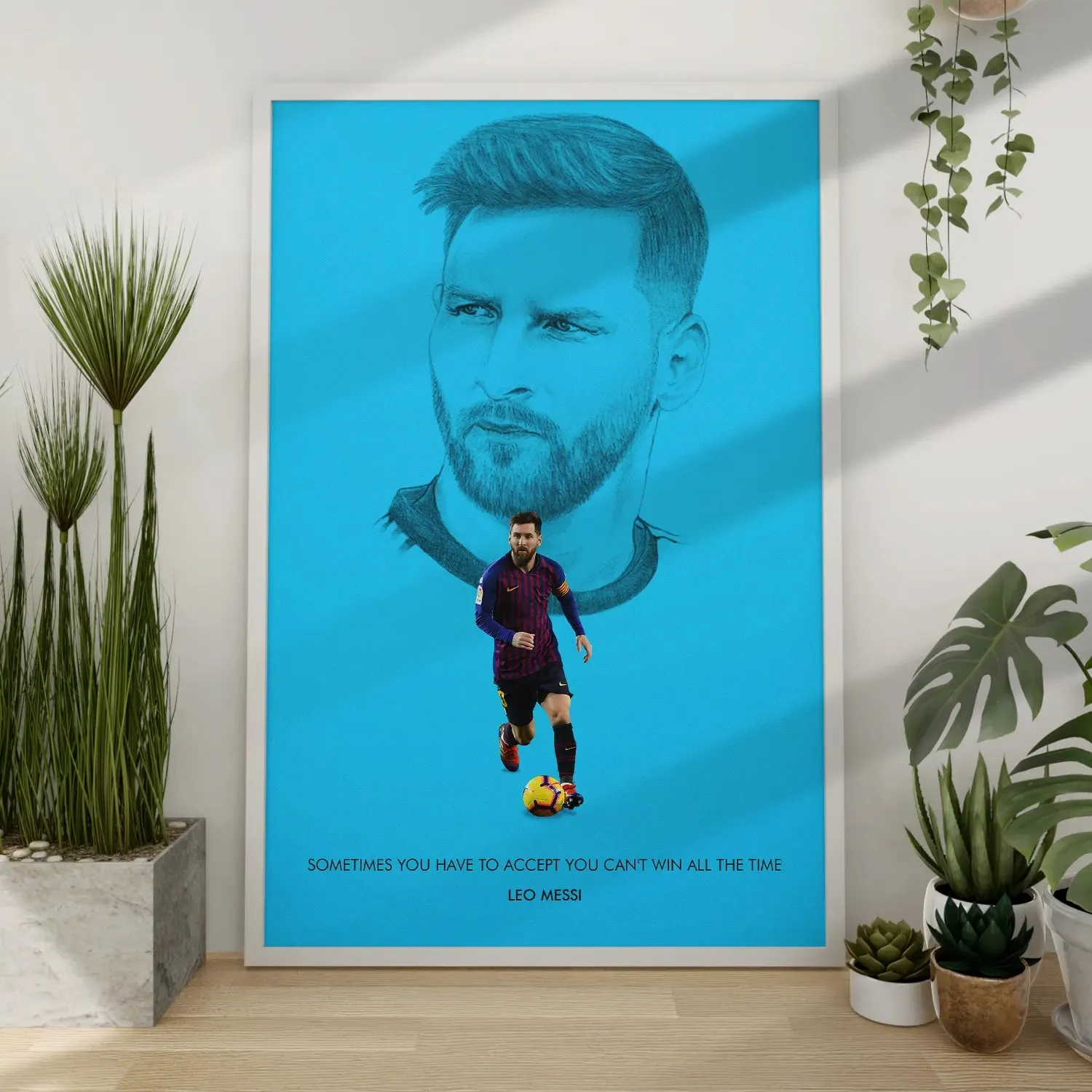 Lionel Messi With Quote Framed Poster