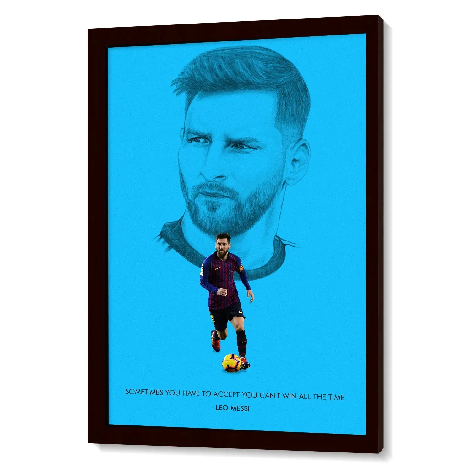 Lionel Messi With Quote Framed Poster