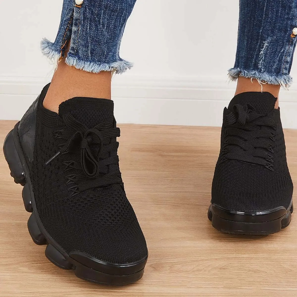 Sohiwoo  Women Walking Running Sneaker Casual Mesh Knit Air Cushion Sneakers