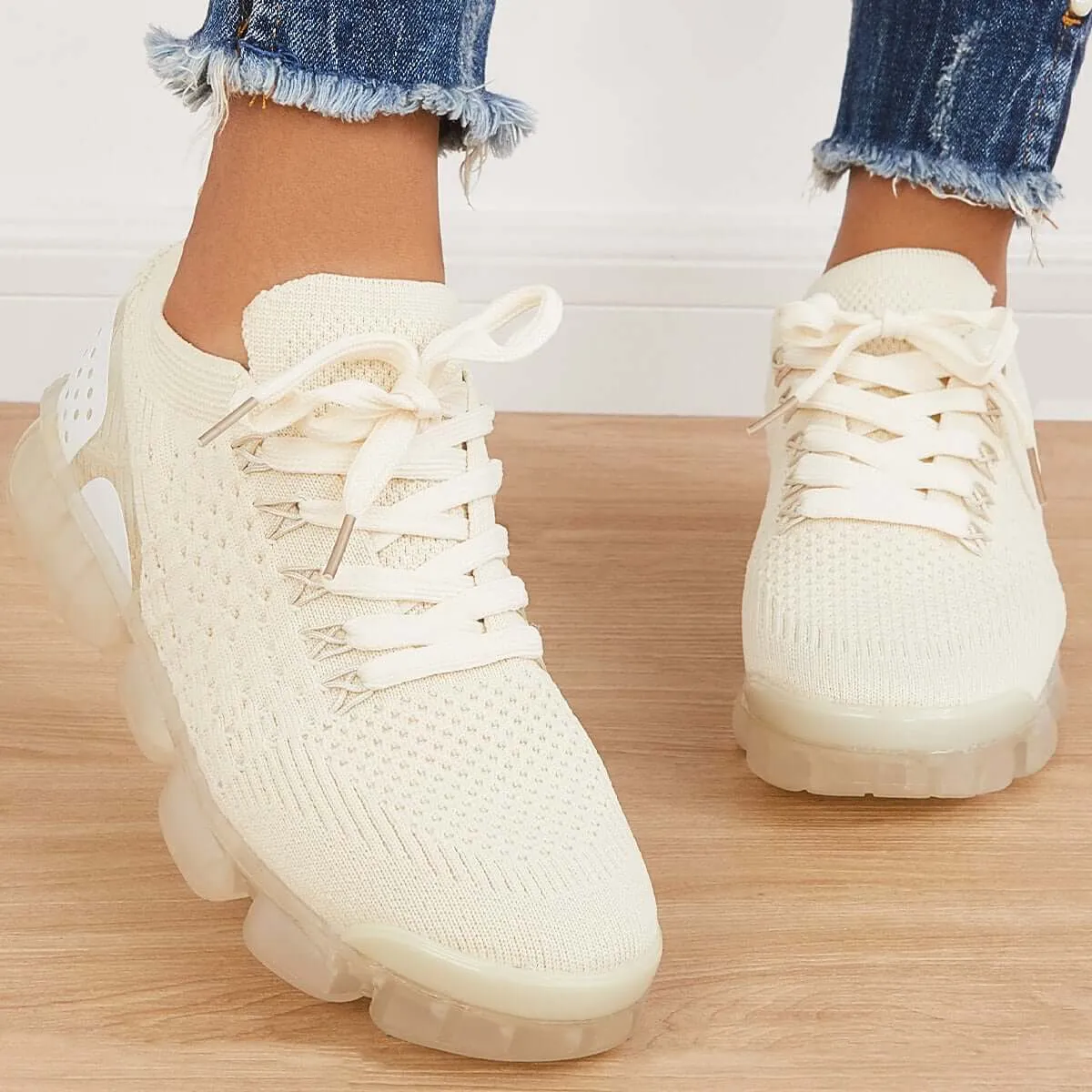 Sohiwoo  Women Walking Running Sneaker Casual Mesh Knit Air Cushion Sneakers