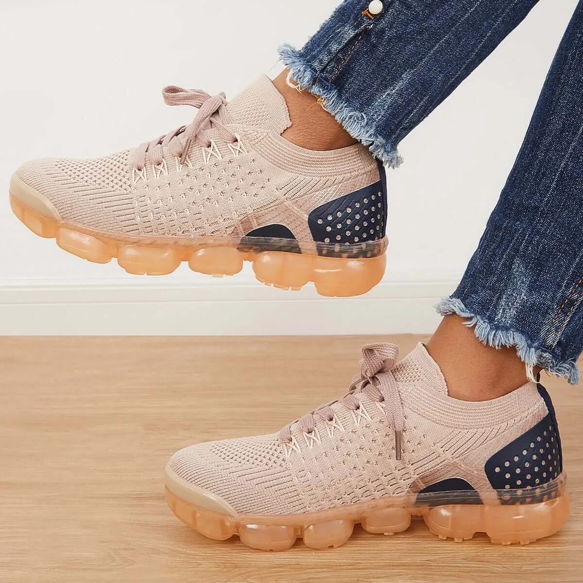 Sohiwoo  Women Walking Running Sneaker Casual Mesh Knit Air Cushion Sneakers