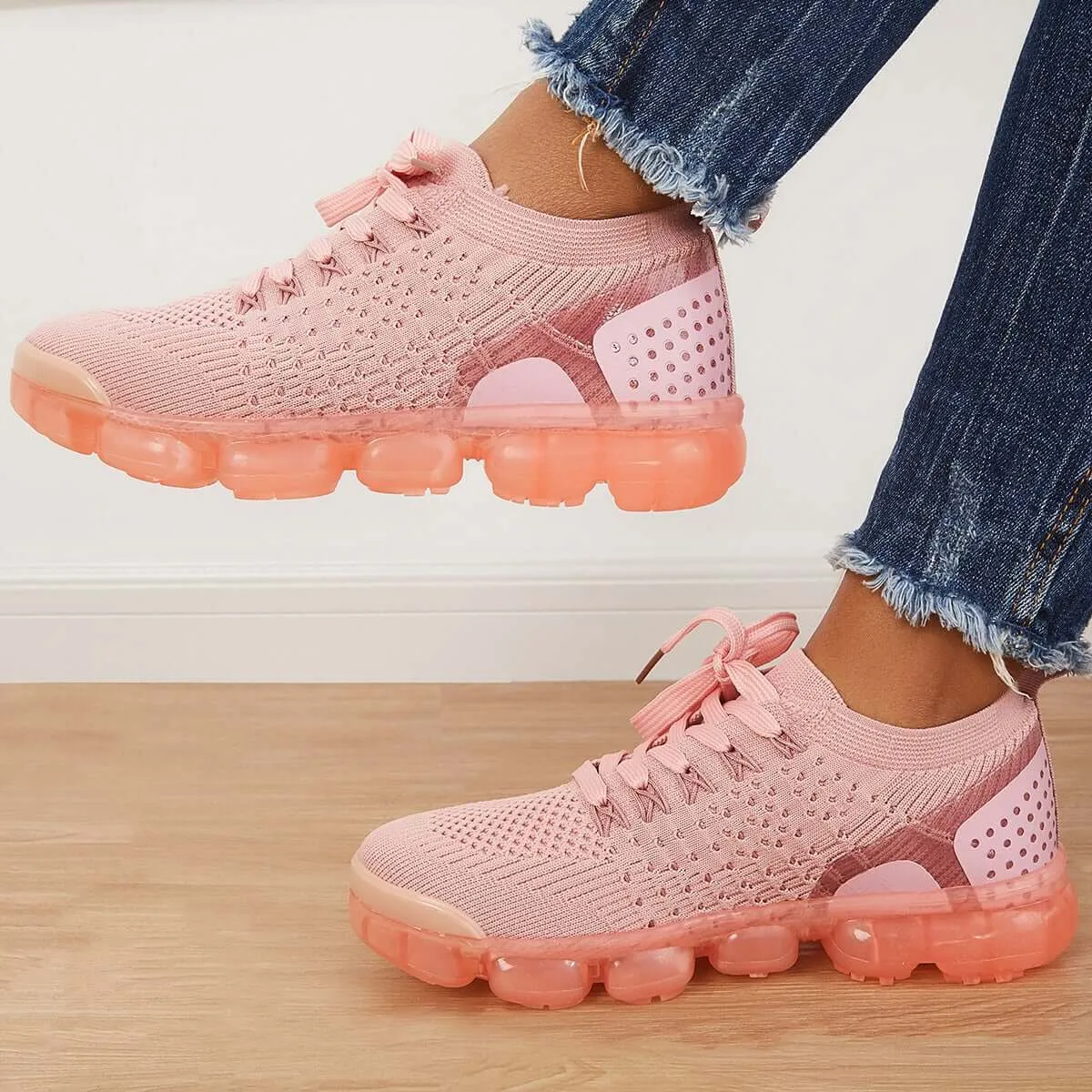 Sohiwoo  Women Walking Running Sneaker Casual Mesh Knit Air Cushion Sneakers