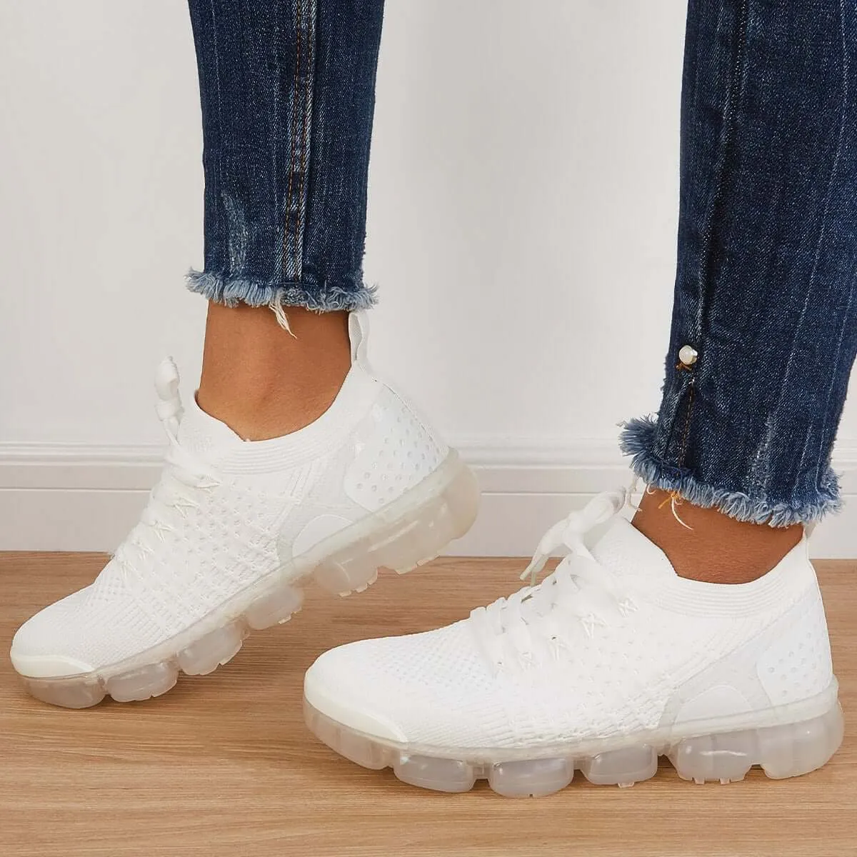 Sohiwoo  Women Walking Running Sneaker Casual Mesh Knit Air Cushion Sneakers