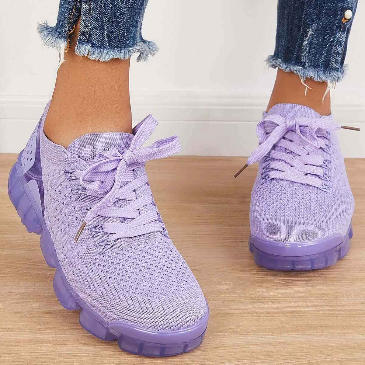 Sohiwoo  Women Walking Running Sneaker Casual Mesh Knit Air Cushion Sneakers