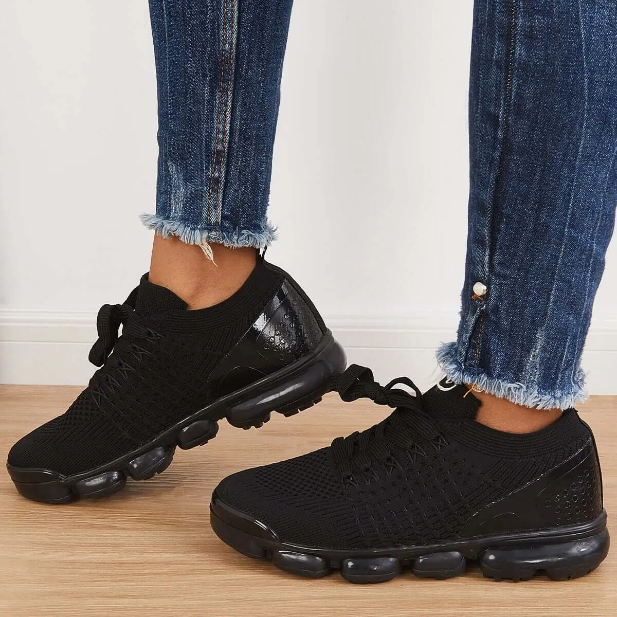 Sohiwoo  Women Walking Running Sneaker Casual Mesh Knit Air Cushion Sneakers