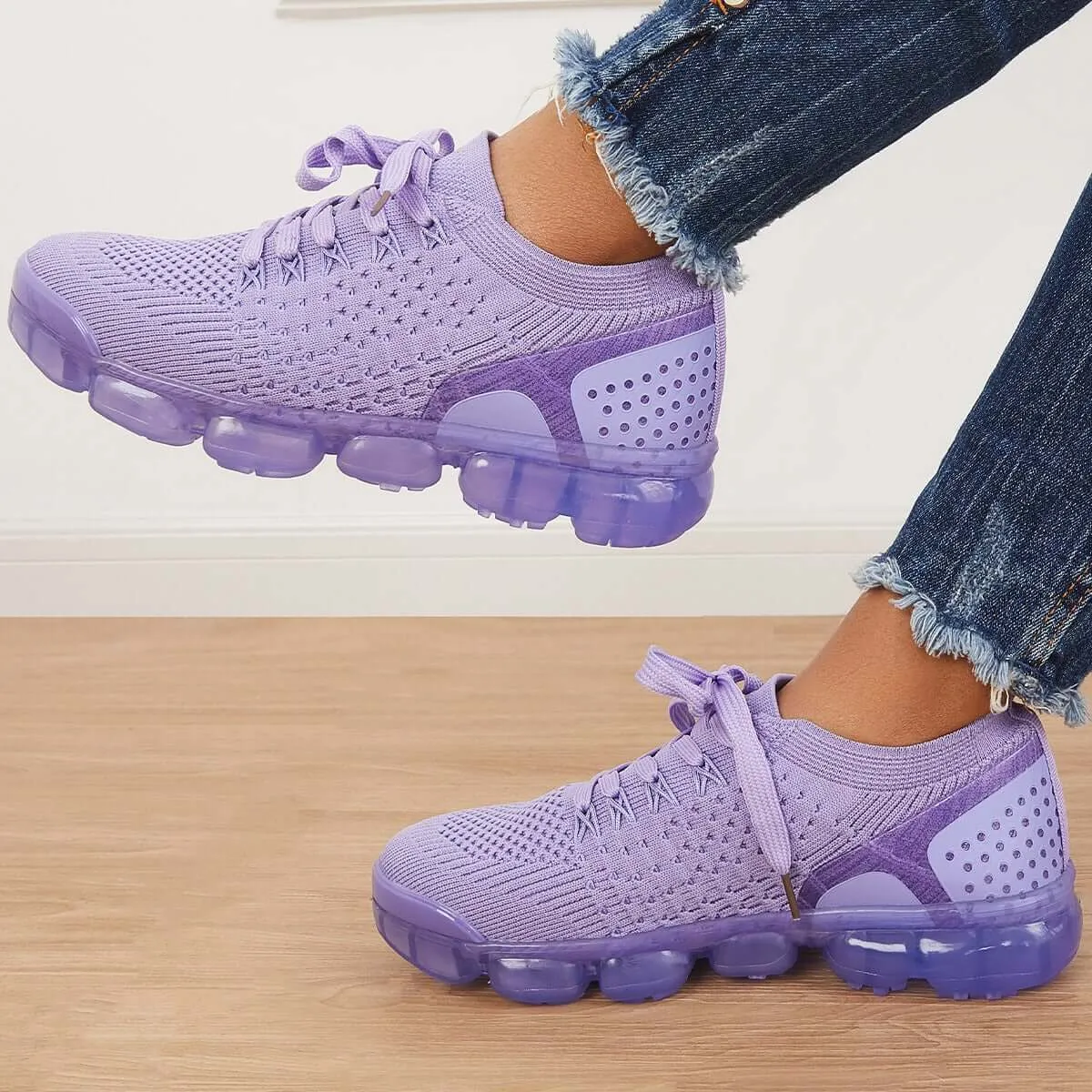 Sohiwoo  Women Walking Running Sneaker Casual Mesh Knit Air Cushion Sneakers