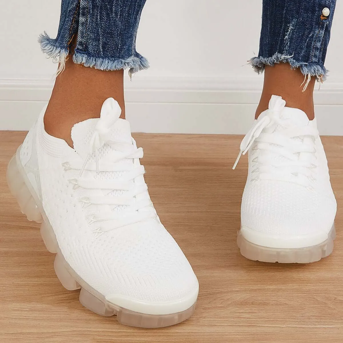 Sohiwoo  Women Walking Running Sneaker Casual Mesh Knit Air Cushion Sneakers